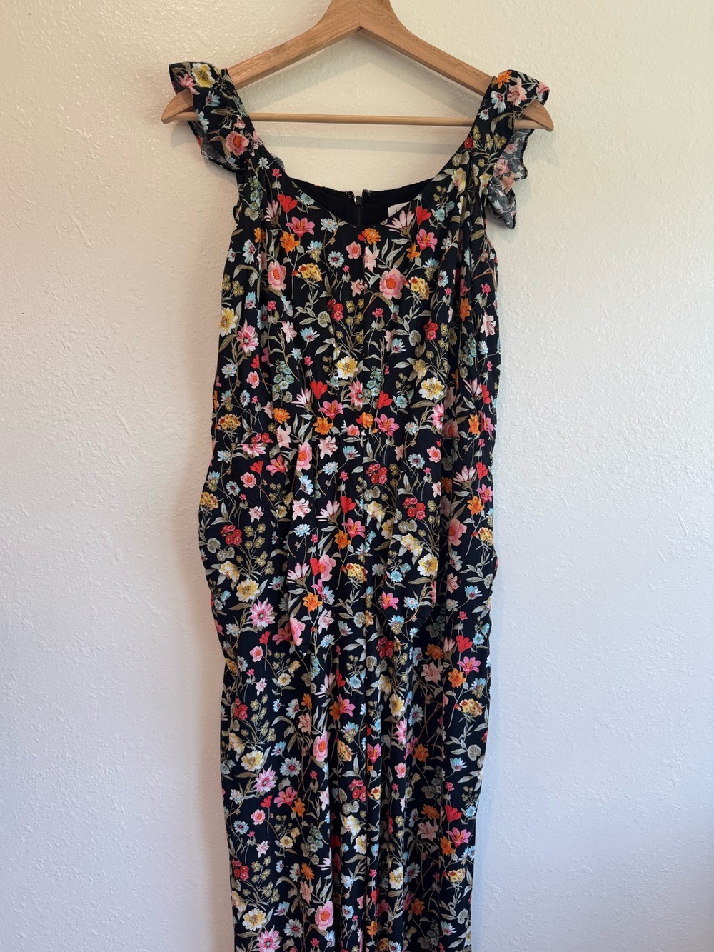 LOFT Black Floral Wide Leg Jumpsuit - Small
